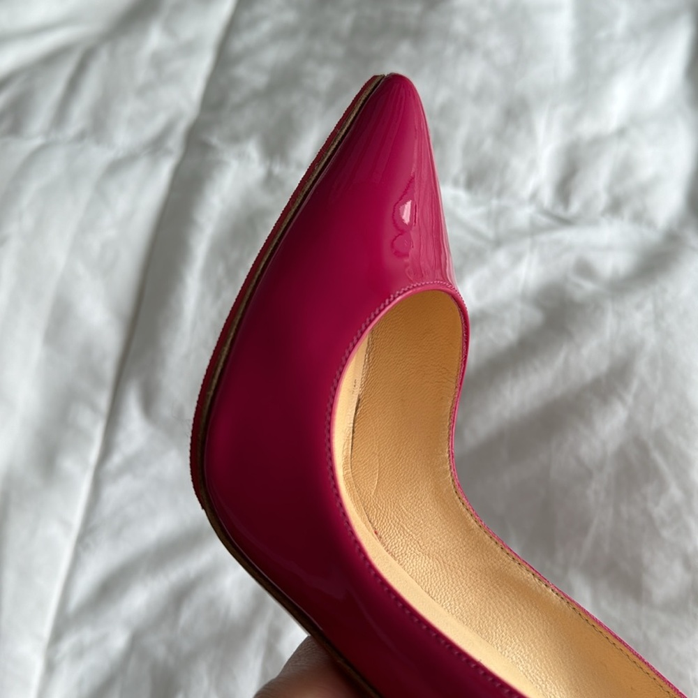 Christian Louboutin Hot Pink Patent Leather Pointed-Toe Pumps - Picture 13 of 15